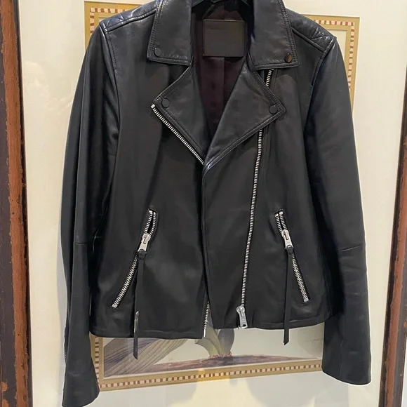 All Saints Dalby Leather Biker Jacket - Picture 6 of 14